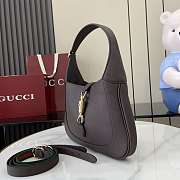 Gucci Jackie 1961 Medium Bag Dark Brown Grainy Leather - 27.5x19x4cm - 3