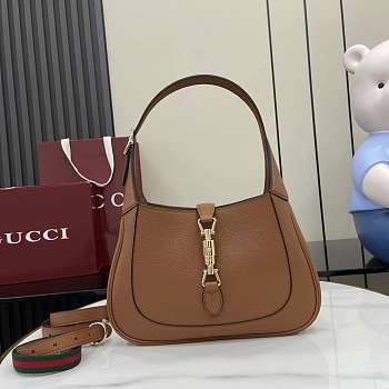 Gucci Jackie 1961 Medium Bag Brown Grainy Leather - 27.5x19x4cm