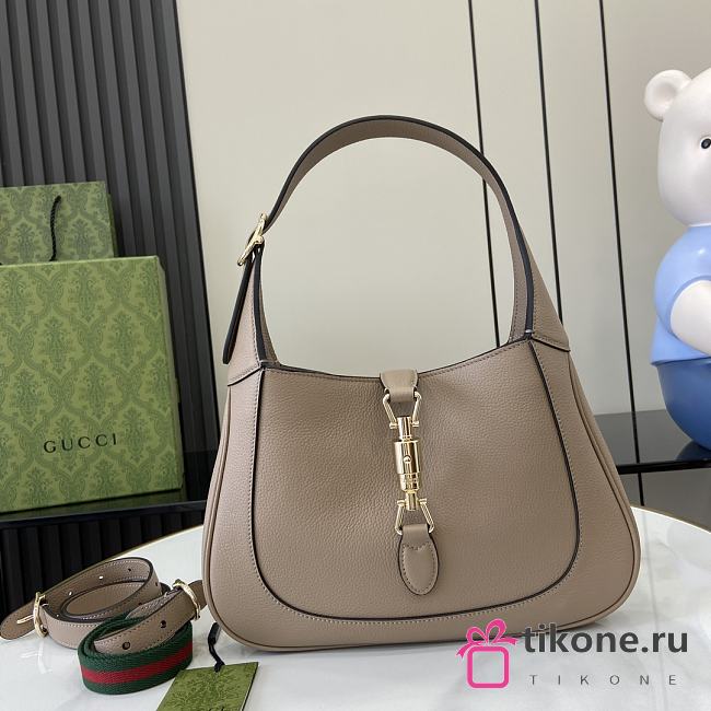 Gucci Jackie 1961 Medium Bag Taupe Grainy Leather - 27.5x19x4cm - 1