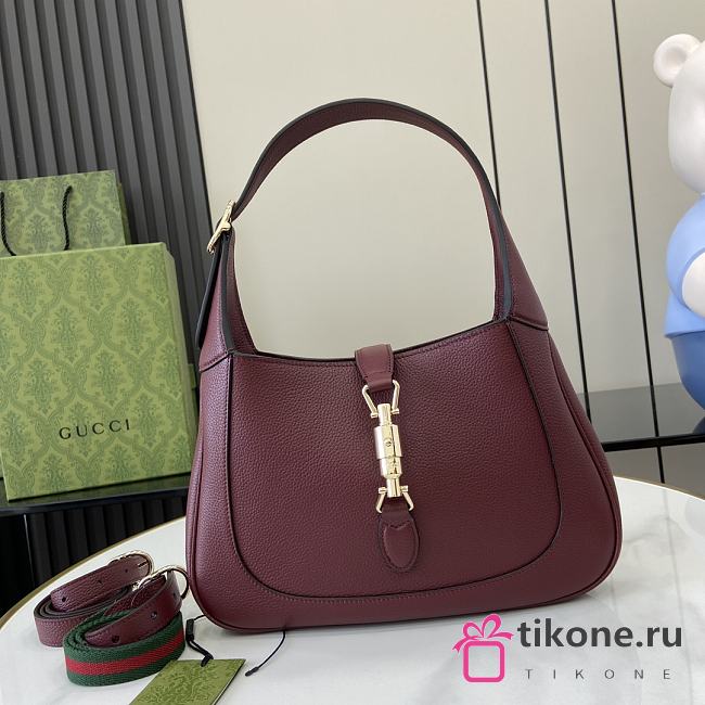 Gucci Jackie 1961 Medium Bag Rosso Ancora Red Grainy Leather - 27.5x19x4cm - 1