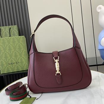 Gucci Jackie 1961 Medium Bag Rosso Ancora Red Grainy Leather - 27.5x19x4cm