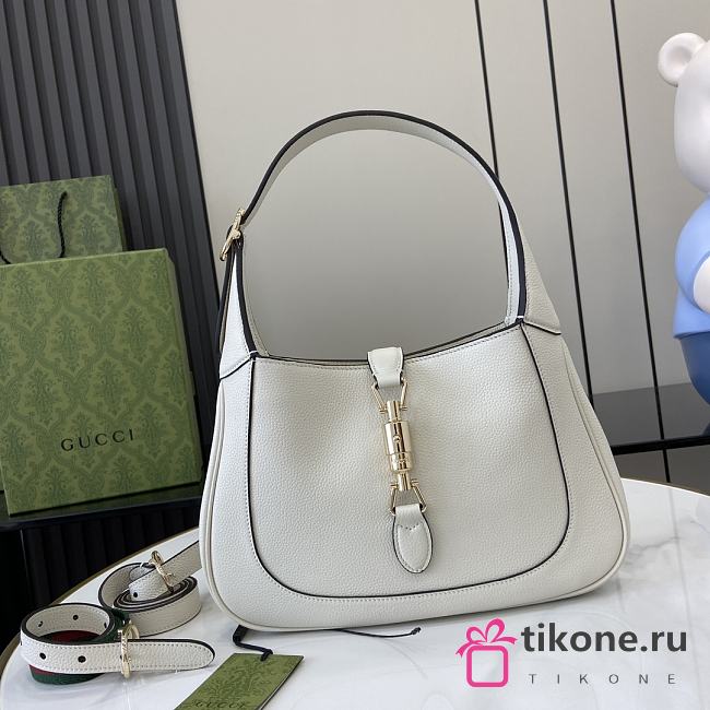 Gucci Jackie 1961 Medium Bag White Grainy Leather - 27.5x19x4cm - 1