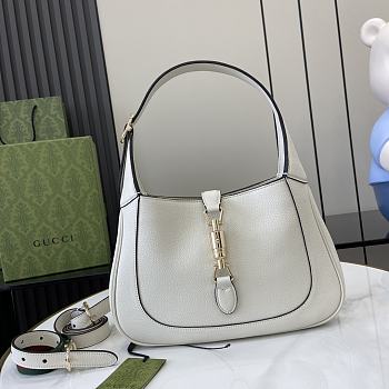Gucci Jackie 1961 Medium Bag White Grainy Leather - 27.5x19x4cm