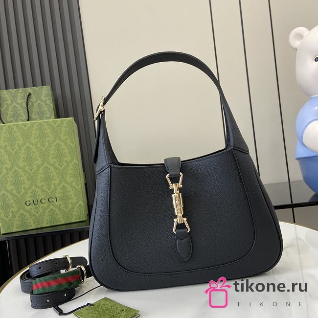 Gucci Jackie 1961 Medium Bag Black Grainy Leather - 27.5x19x4cm - 1