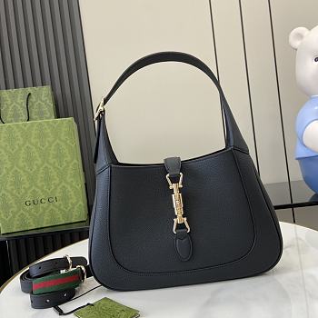 Gucci Jackie 1961 Medium Bag Black Grainy Leather - 27.5x19x4cm
