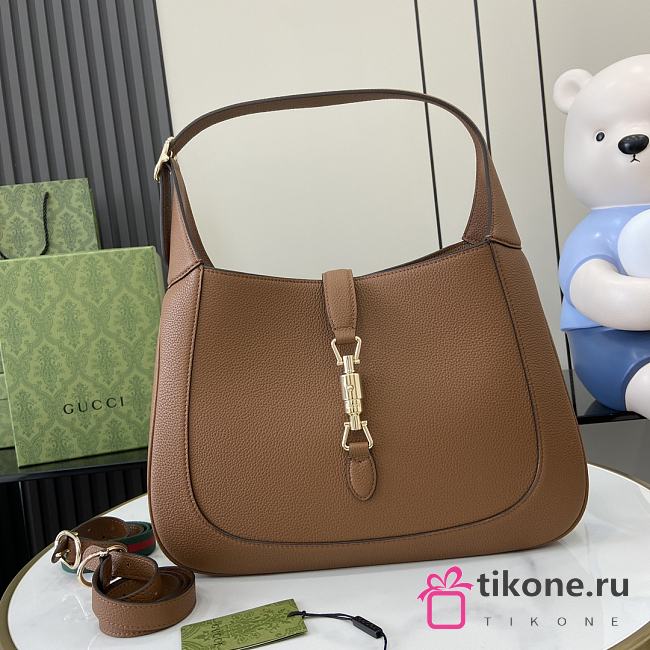 Gucci Jackie 1961 Large Bag Brown Grainy Leather - 40x38x10cm - 1