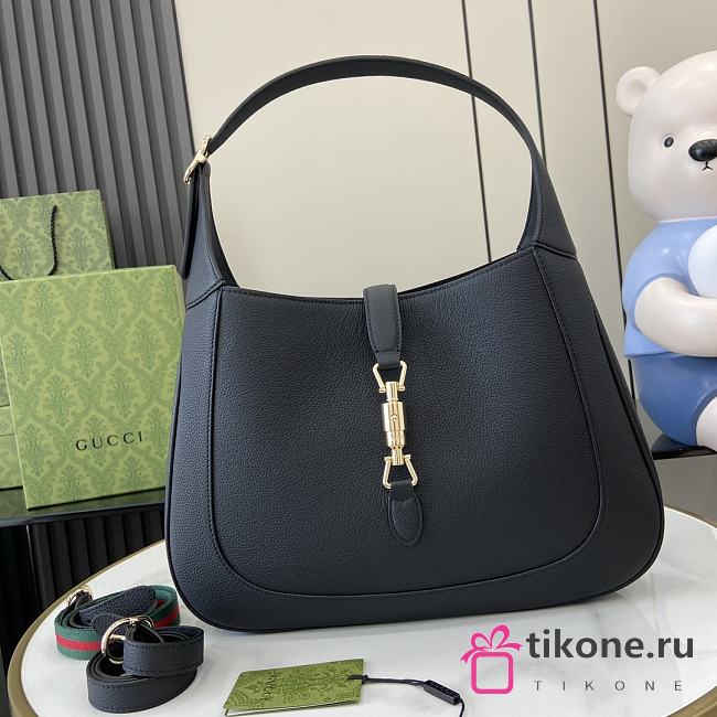 Gucci Jackie 1961 Large Bag Black Grainy Leather - 40x38x10cm - 1
