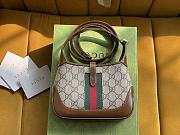 Gucci Jackie 1961 Mini Bag Beige/Ebony GG Supreme with Brown Leather - 19x13x3cm - 5