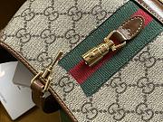 Gucci Jackie 1961 Mini Bag Beige/Ebony GG Supreme with Brown Leather - 19x13x3cm - 2