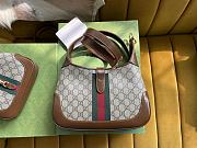 Gucci Jackie 1961 Medium Bag Beige/Ebony GG Supreme with Brown Leather - 28x19x4.5cm - 2