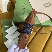 Gucci Jackie 1961 Mini Bag Blue GG Supreme Denim with Brown Leather - 19x13x3cm - 6