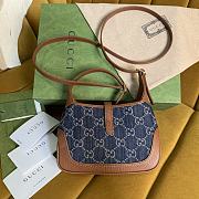 Gucci Jackie 1961 Mini Bag Blue GG Supreme Denim with Brown Leather - 19x13x3cm - 4