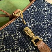 Gucci Jackie 1961 Mini Bag Blue GG Supreme Denim with Brown Leather - 19x13x3cm - 3