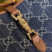 Gucci Jackie 1961 Mini Bag Blue GG Supreme Denim with Brown Leather - 19x13x3cm - 2