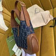 Gucci Jackie 1961 Medium Bag Blue GG Supreme Denim with Brown Leather - 28x19x4.5cm - 6