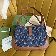 Gucci Jackie 1961 Medium Bag Blue GG Supreme Denim with Brown Leather - 28x19x4.5cm - 3