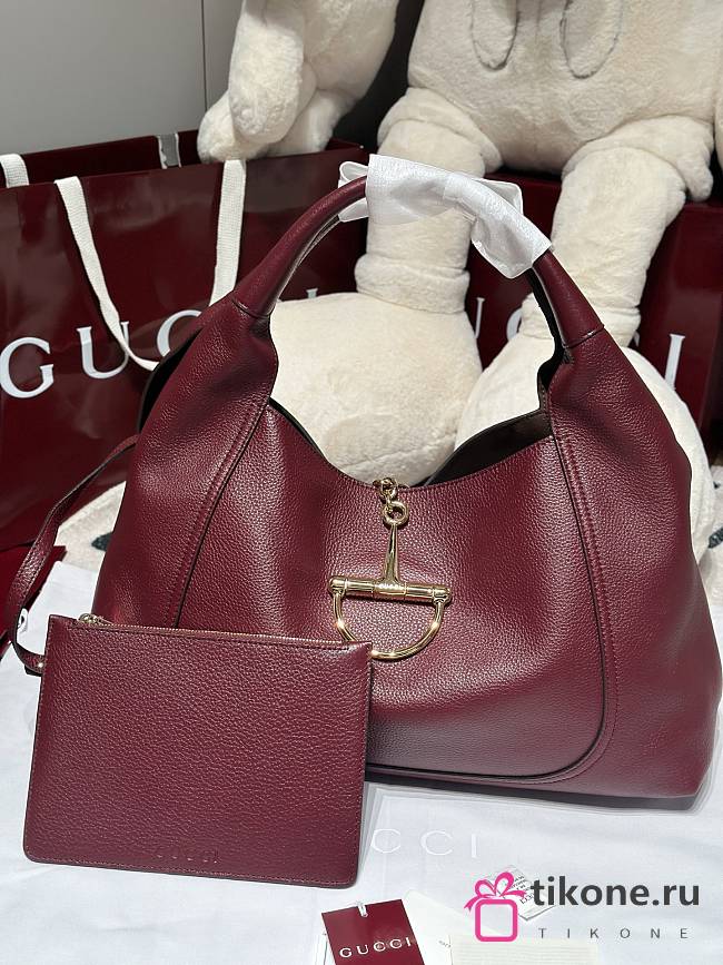 Gucci Softbit Maxi Shoulder Bag Rosso Ancora Red Grainy Leather - 46x26x16cm - 1