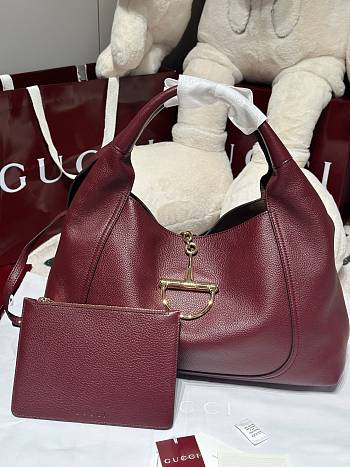 Gucci Softbit Maxi Shoulder Bag Rosso Ancora Red Grainy Leather - 46x26x16cm