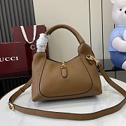 Gucci Softbit Medium Top Handbag Brown Grainy Leather - 27.5x21x16cm - 4