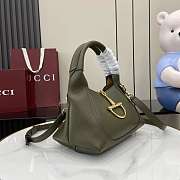 Gucci Softbit Medium Top Handbag Forest Green Grainy Leather - 27.5x21x16cm - 6