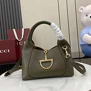 Gucci Softbit Medium Top Handbag Forest Green Grainy Leather - 27.5x21x16cm - 5