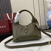 Gucci Softbit Medium Top Handbag Forest Green Grainy Leather - 27.5x21x16cm - 4