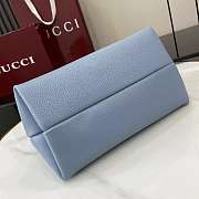 Gucci Softbit Medium Top Handbag Dusty Blue Grainy Leather - 27.5x21x16cm - 5