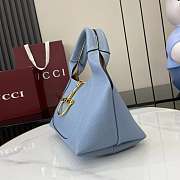 Gucci Softbit Medium Top Handbag Dusty Blue Grainy Leather - 27.5x21x16cm - 3