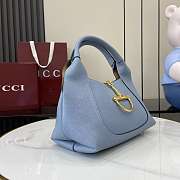 Gucci Softbit Medium Top Handbag Dusty Blue Grainy Leather - 27.5x21x16cm - 4