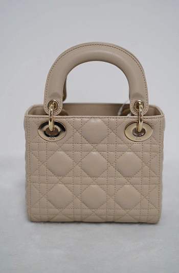 Mini Lady Dior Bag Beige Cannage Lambskin - 17x15x7cm