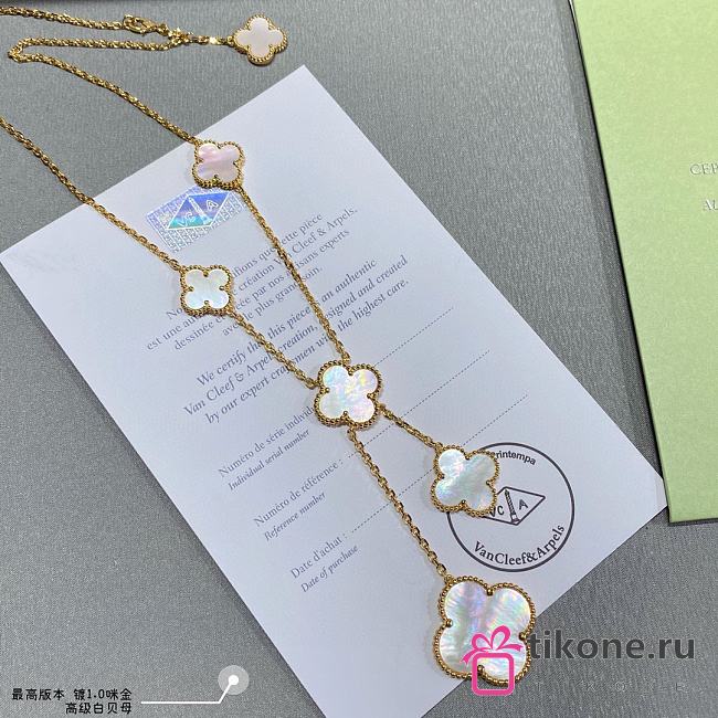 VCA Magic Alhambra Necklace 6 Motifs 18K Yellow Gold Mother-of-pearl  - 1