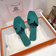 Hermes Oran Sandals Rubber Oxford Green - 5