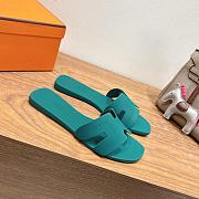Hermes Oran Sandals Rubber Oxford Green - 6