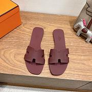 Hermes Oran Sandals Rubber Burgundy - 5