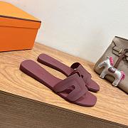 Hermes Oran Sandals Rubber Burgundy - 6