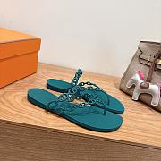 Hermes Island Sandals Rubber Oxford Green - 2
