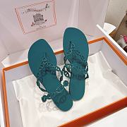 Hermes Island Sandals Rubber Oxford Green - 3