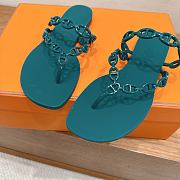 Hermes Island Sandals Rubber Oxford Green - 5