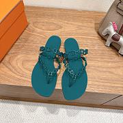 Hermes Island Sandals Rubber Oxford Green - 4
