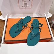 Hermes Island Sandals Rubber Oxford Green - 6