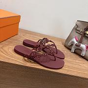 Hermes Island Sandals Rubber Burgundy - 5