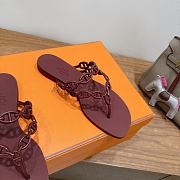 Hermes Island Sandals Rubber Burgundy - 6