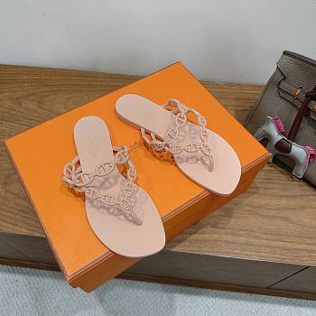 Hermes Island Sandals Rubber Beige