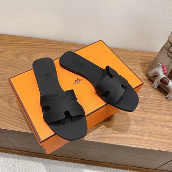 Hermes Oran Sandals Rubber Black
