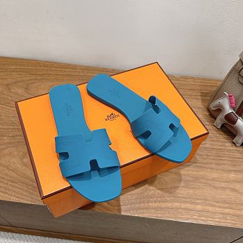 Hermes Oran Sandals Rubber Blue