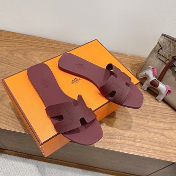 Hermes Oran Sandals Rubber Burgundy