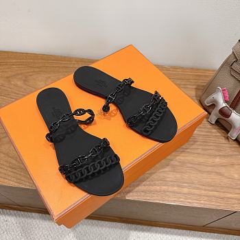 Hermes Rivage Sandals Rubber Black