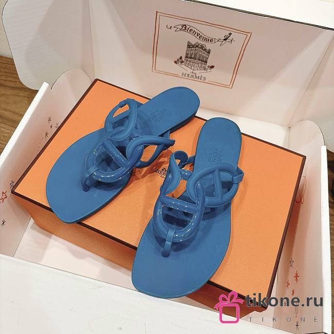 Hermes Egerie Sandals Rubber Blue - 1