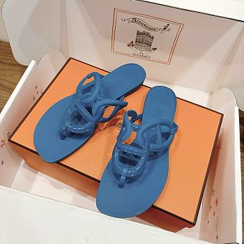 Hermes Egerie Sandals Rubber Blue
