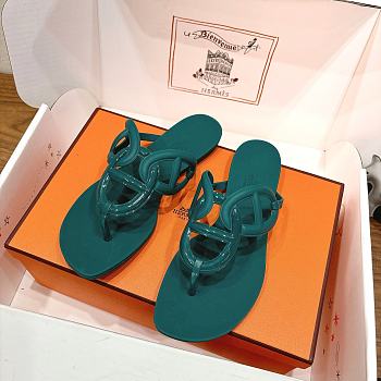 Hermes Egerie Sandals Rubber Oxford Green